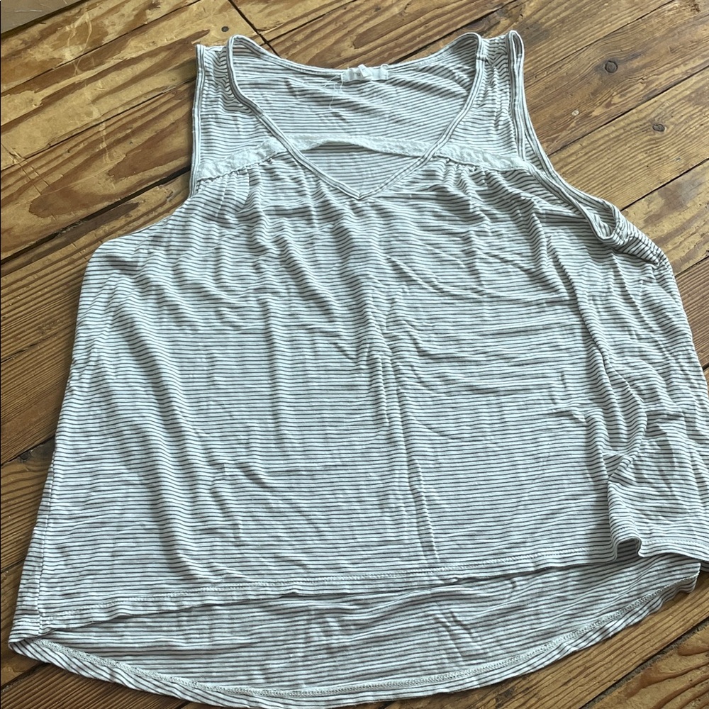 Maurices Gray and White Striped Tank Top